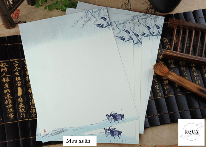 Set 8 tấm giấy viết thư , ghi chú phong cách cổ trang B5