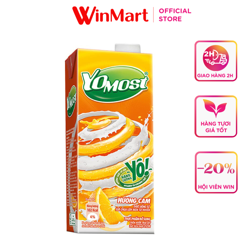 [Siêu thị WinMart] -Sữa chua lên men tự nhiên Yomost cam hộp 1L/965ml