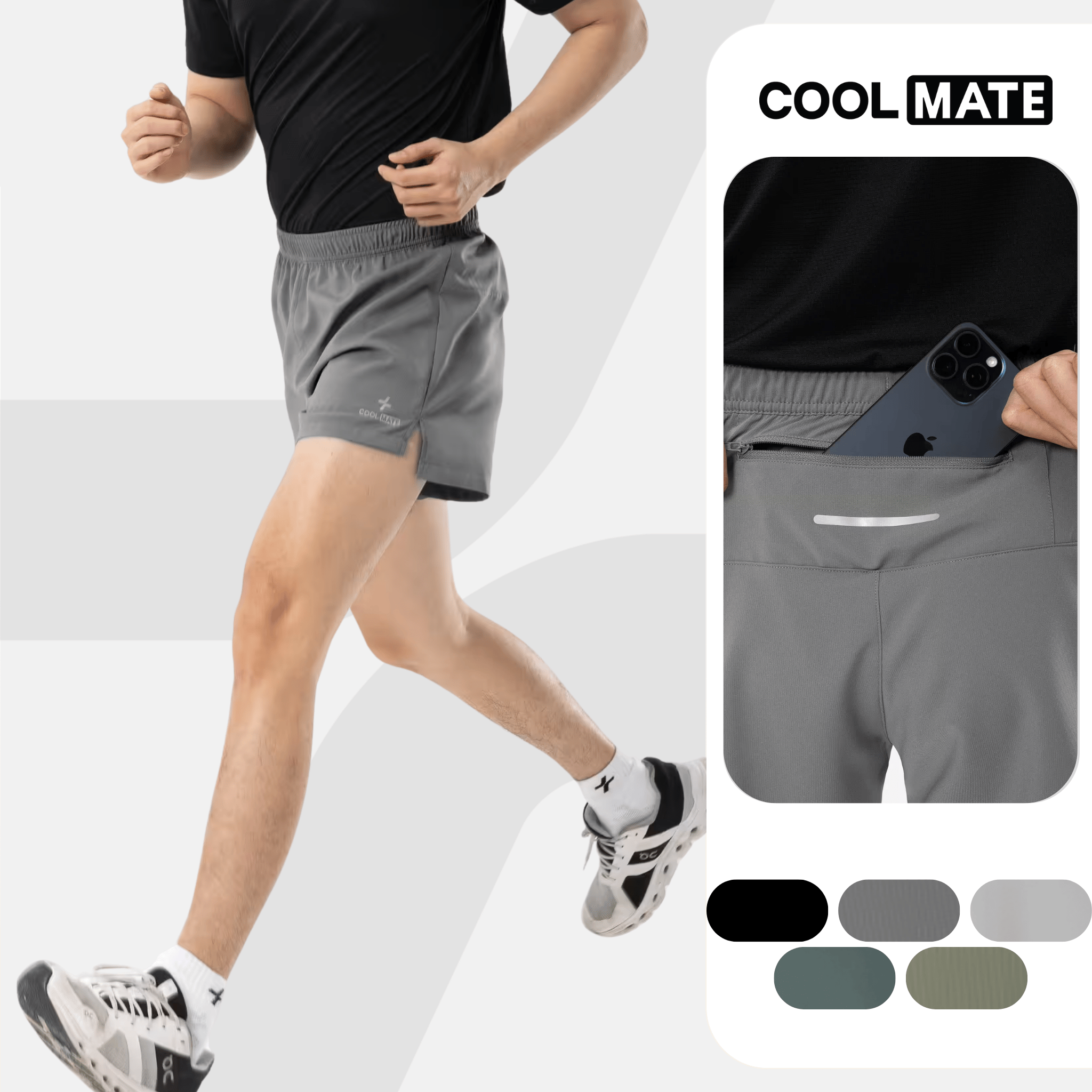 Quần short nam thể thao chạy bộ Running Essentials 5 inch thoải mái, co giãn, thấm hút Coolmate