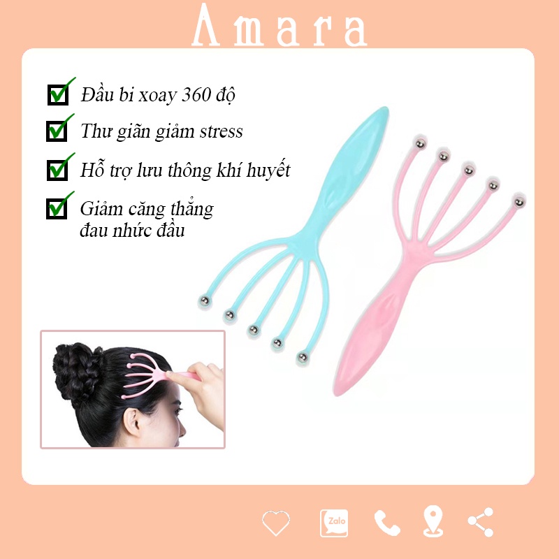 Massage đầu dụng cụ mát xa đầu 5 nhánh gắn bi sắt giúp thư giãn giảm căng thẳng mệt mỏi