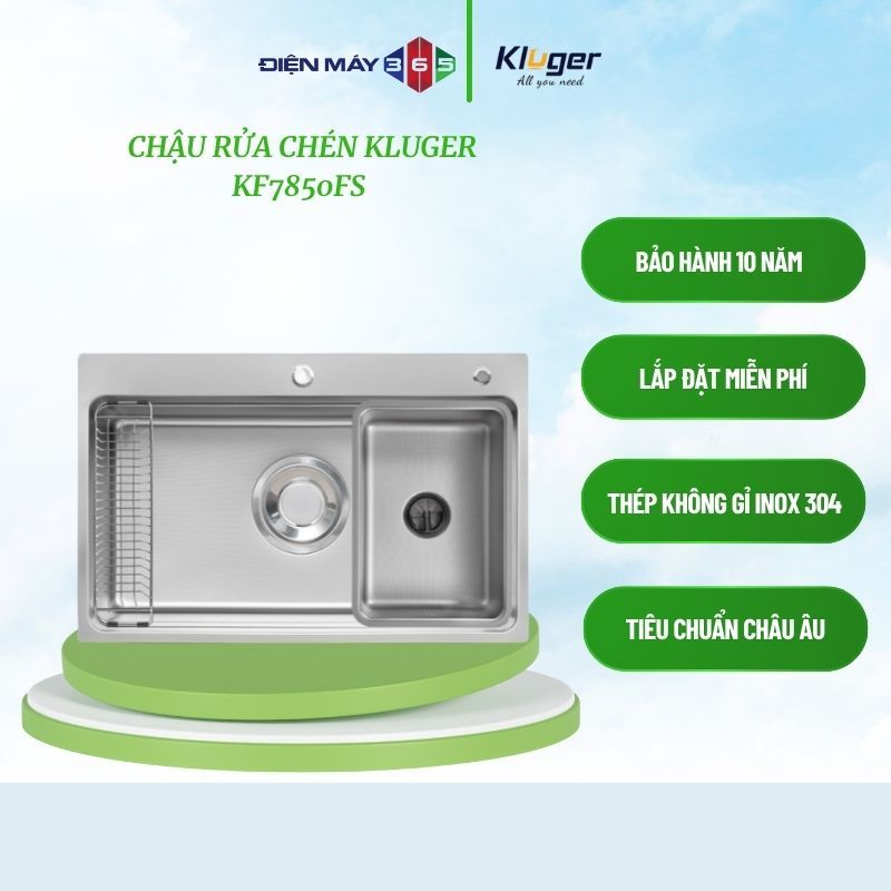 Chậu rửa bát Kluger MOD Series KF7850FS, Bề mặt LINEN dập nổi, Thép không gỉ Inox 304 - STM
