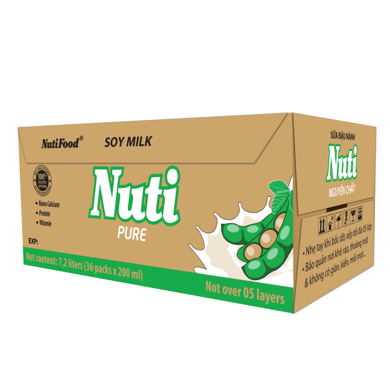 Thùng 36 bịch sữa đậu nành nuti nguyên chất bịch 200ml tu.nsdn01 - thương hiệu nutifood