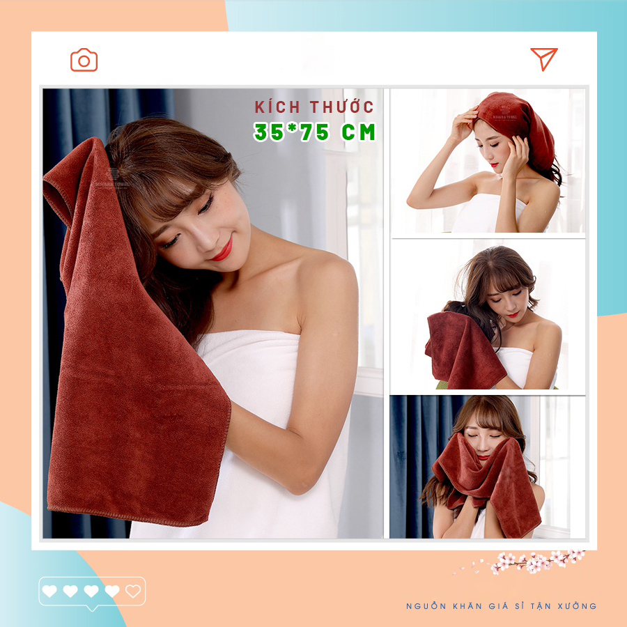 Khăn gội đầu spa | khăn quấn đầu kích thước 35x75 | quấn đầu loại DÀY, siêu thấm nước cho spa và salon tóc