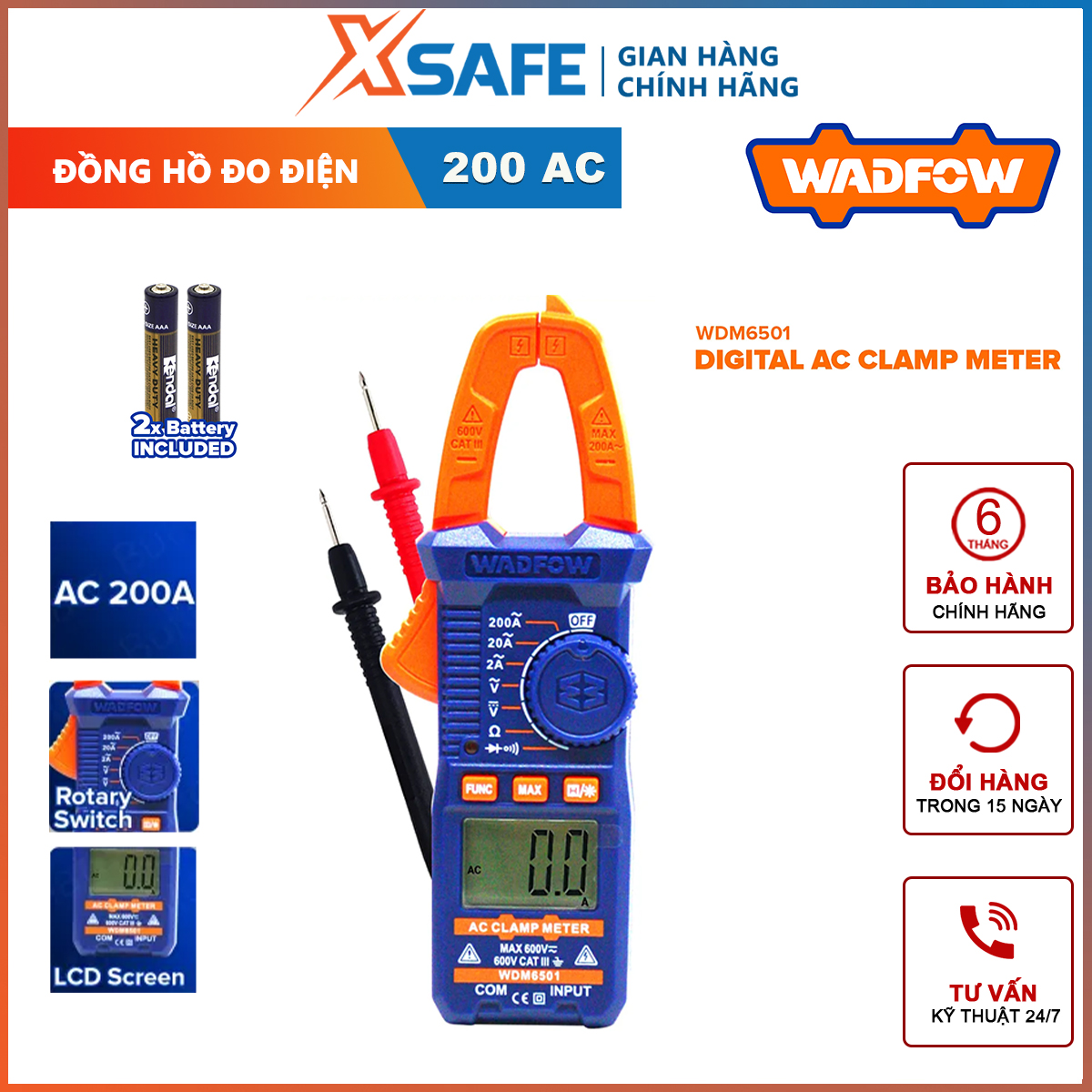 Kìm đo ac kỹ thuật số 200a-2000 số đếm