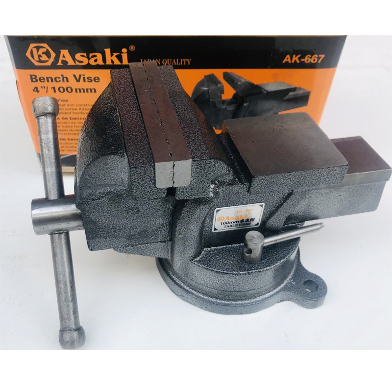 Ê tô bàn nguội xoay 360° asaki ak-0667 4'' - khả năng kẹp 10cm ak-667