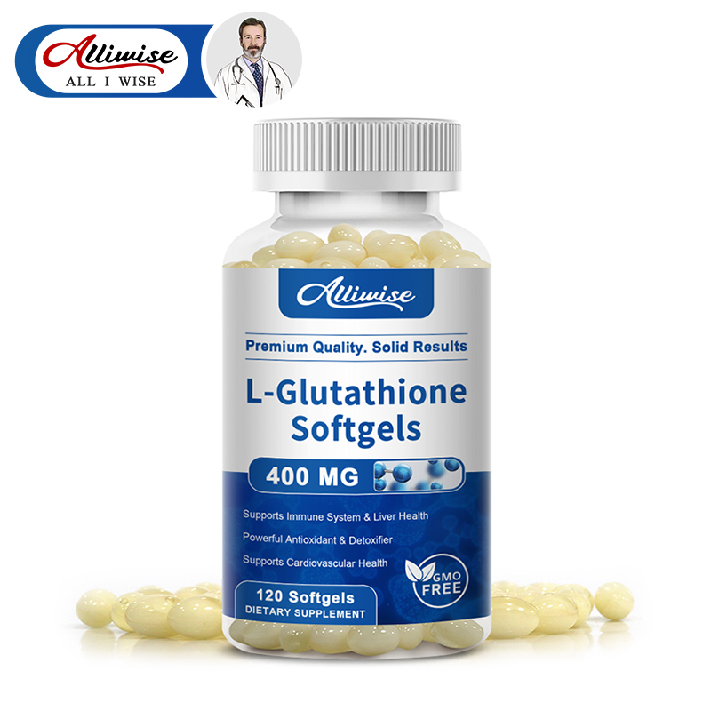 Alliwise Glutathione 400mg Viên nang thuần chay giúp làm trắng da, chống oxy hóa, chống lão hóa, xóa vết thâm và sẹo mụn