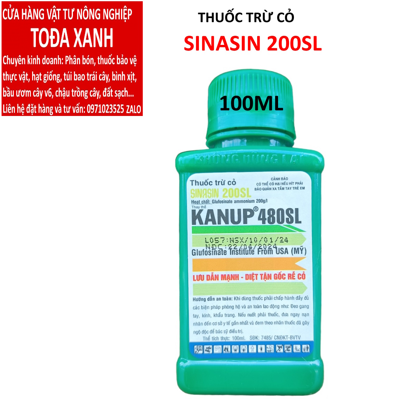 Thuốc trừ cỏ, thuốc diệt cỏ sinasin - kanup. thuốc diệt cỏ kanup chai 100ml