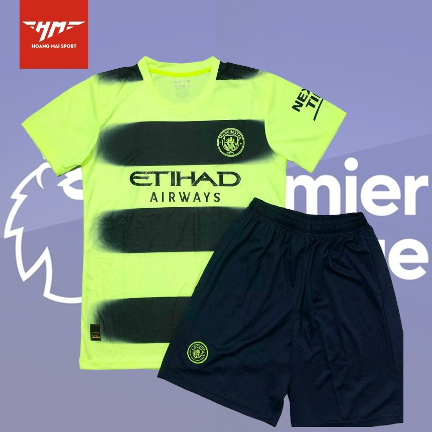 Bộ quần áo bóng đá newest man city xanh chuối