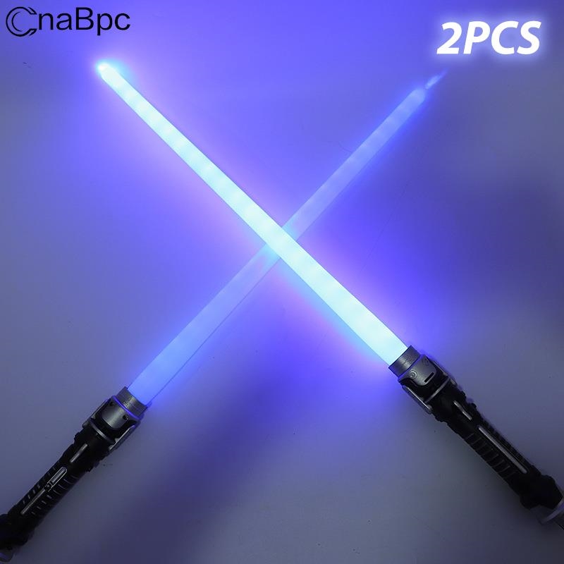 CW 2Pcs Laser Double Sword Toys For Children 2 In 1 Luminous Jedi Sabre
