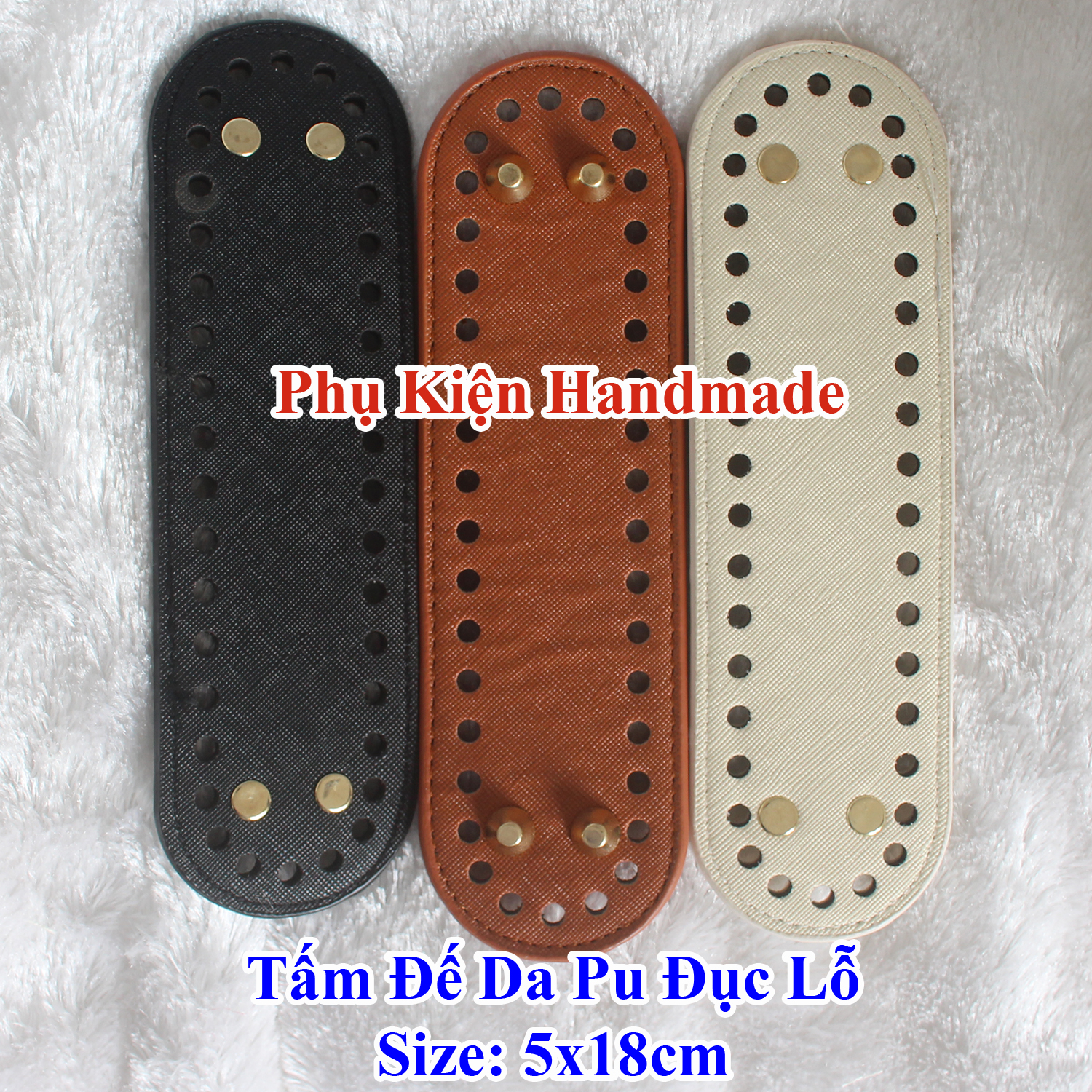 Tấm đế da pu đục lỗ 5x18 cm làm túi xách