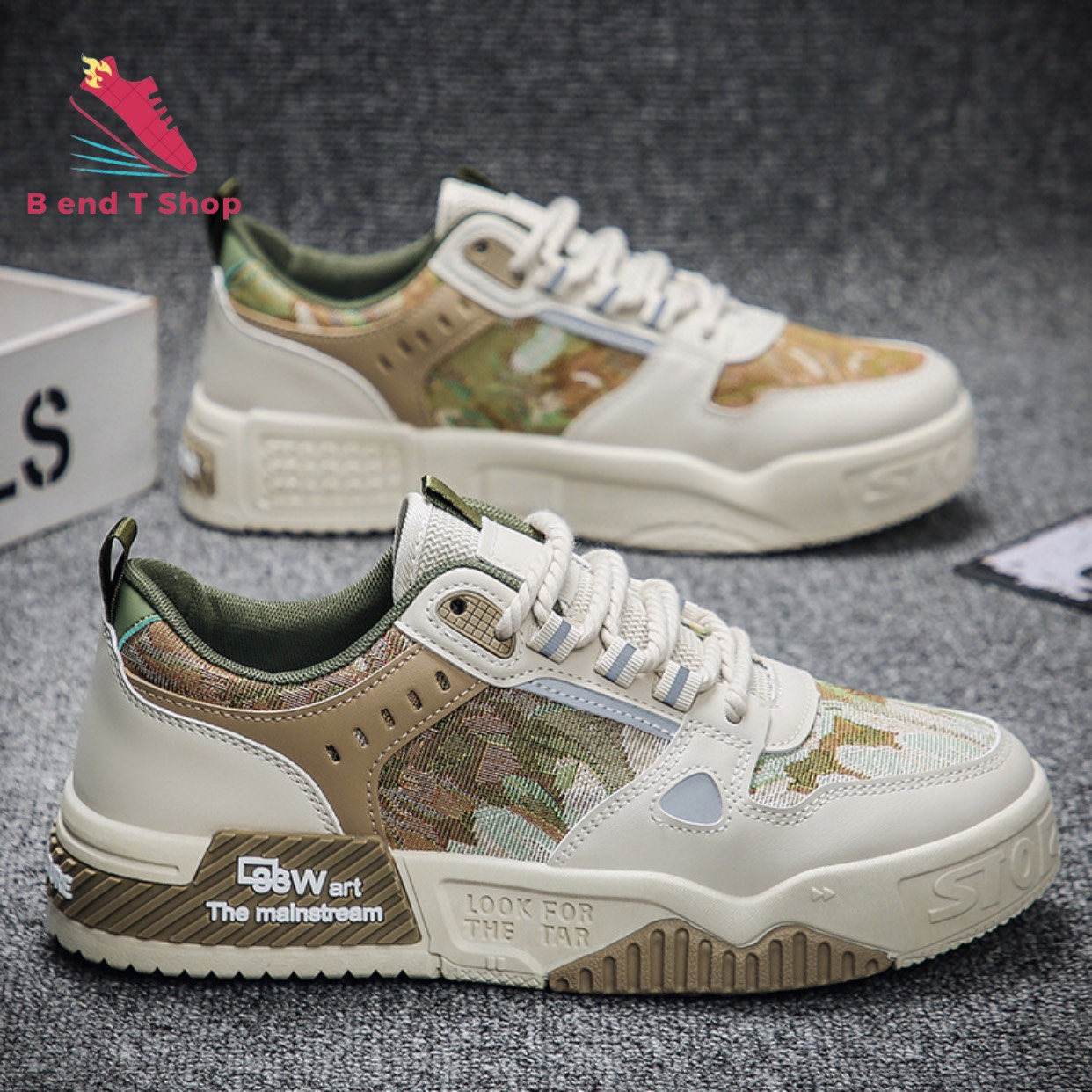 Giày sneaker thể thao nam the starr viền nút buộc dây phản quang