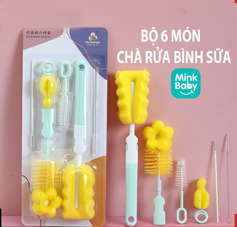 Bộ 6 món dụng cụ vệ sinh bình sữa minkbaby