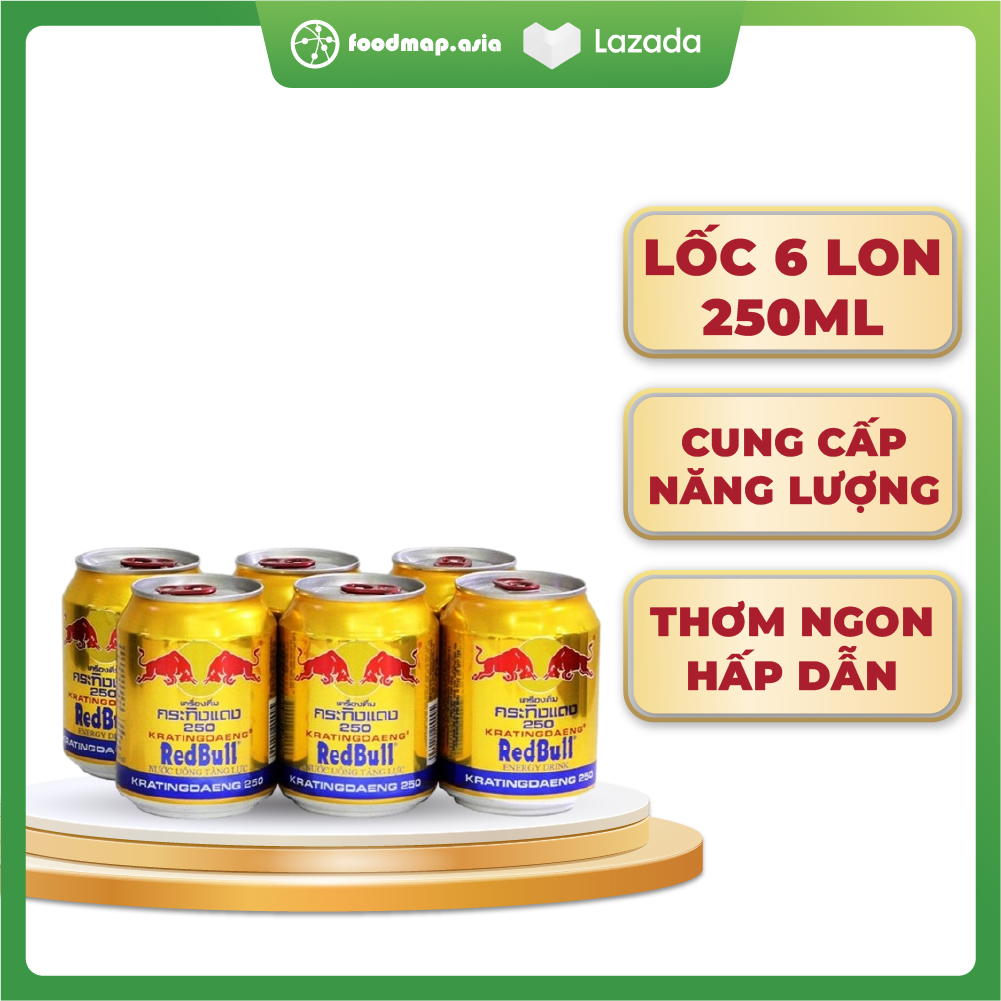 Nước Tăng Lực RedBull Bò Húc Việt Lon 250ml Lốc 6 lon