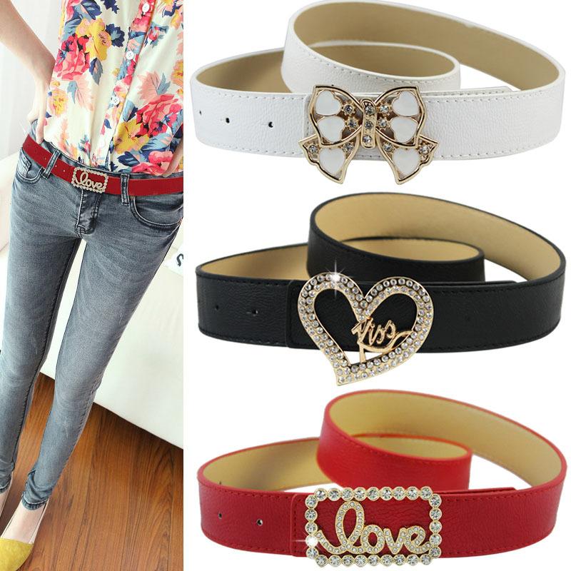 Dây nịt cho nữ mặt đính đá chữ love