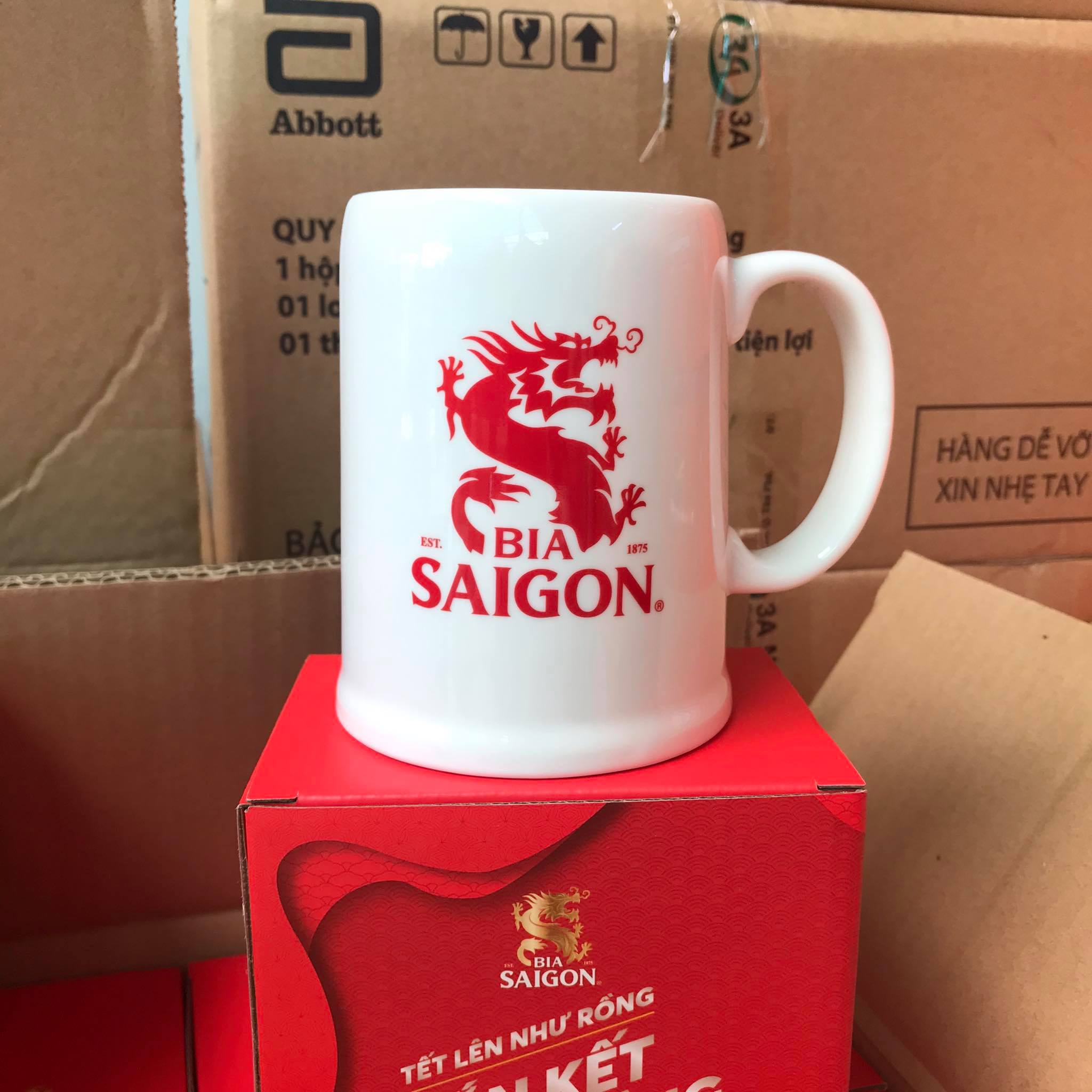 Ly bia Sài Gòn cỡ đại siêu dày - Hàng sứ Minh Long
