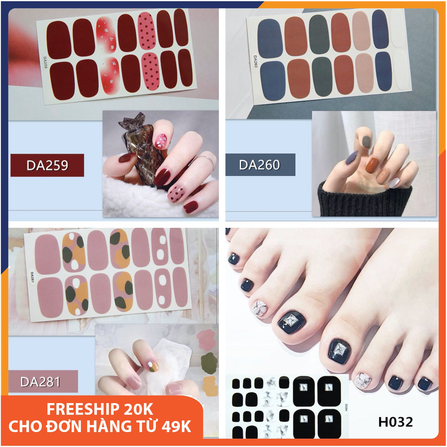 (Tặng 1 thanh nhám dũa móng tay chân)Combo 3 bộ miếng dán móng tay nail 3D+1 bộ miếng dán móng chân đẹp-Combo miếng dán dán móng tay 3D nail sticker miếng dán móng tay cute bộ miếng dán móng chân tay rẻ đồ dán móng tay chân CB891