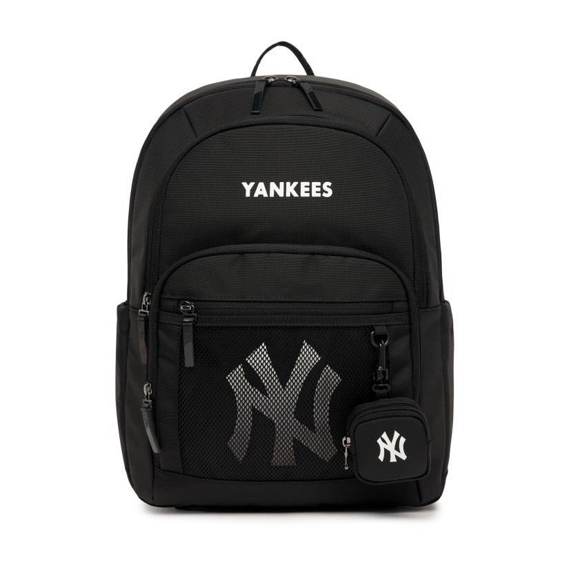Balo MLB đen thể thao nam chất liệu polyester nhiều ngăn có ngăn laptop kích thước | 43cm x 32cm x 12cm