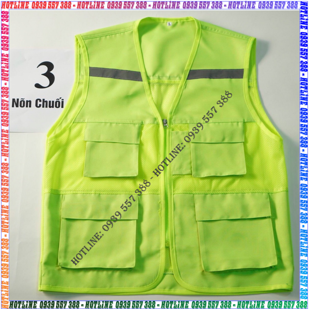 Áo ghi lê phản quang 4 túi bảo hộ lao động màu vàng chanh