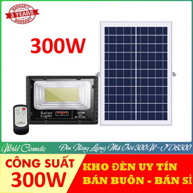 [FreeshipMAX] Đèn năng lượng mặt trời 300W JD-8300L - Cao Cấp BH 36 THÁNG