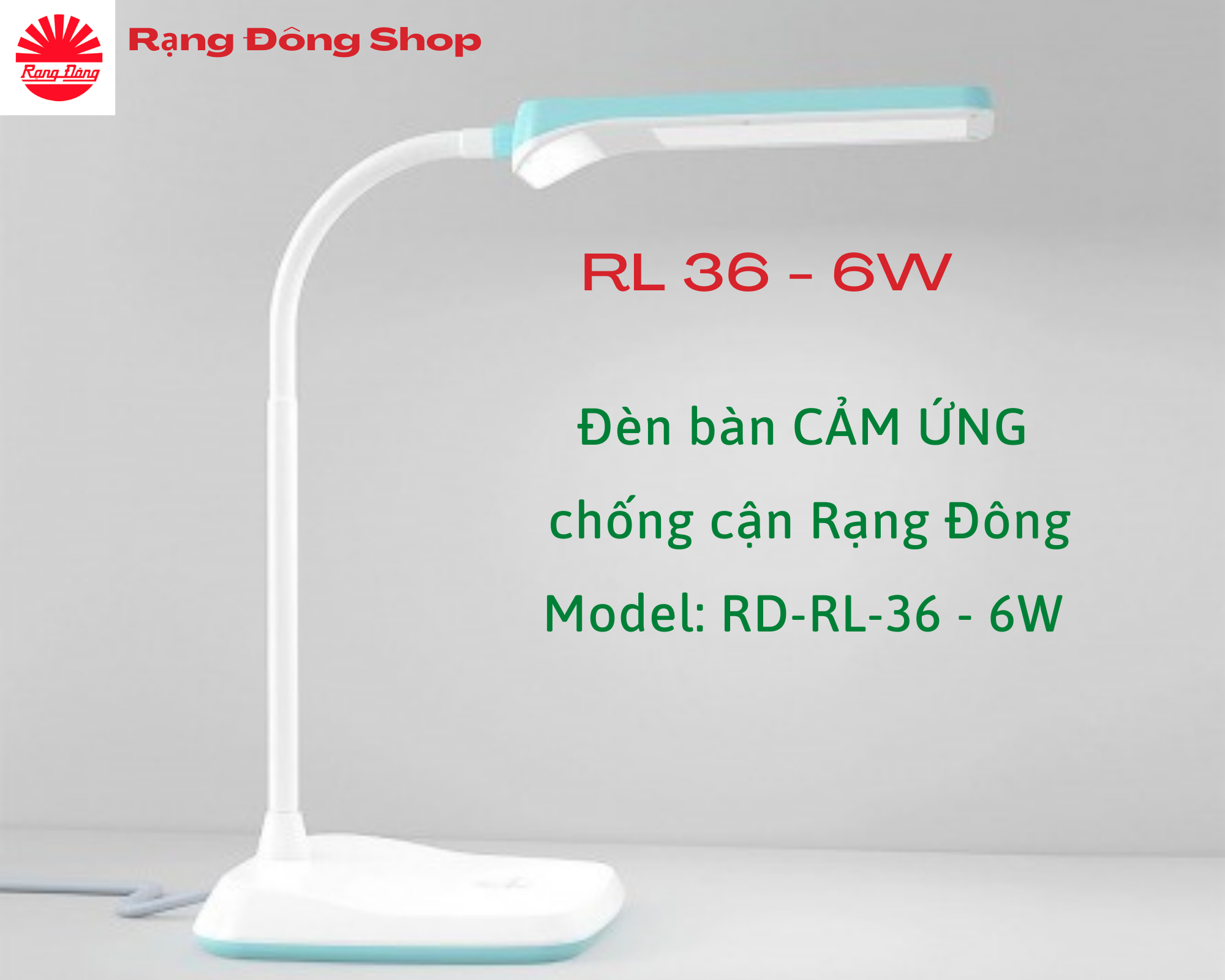 Đèn Bàn, đèn học LED cảm ứng 6W Rạng Đông RL36 điều khiển 4 màu ánh sáng: trắng, trung tính 1, trung tính 2 và vàng