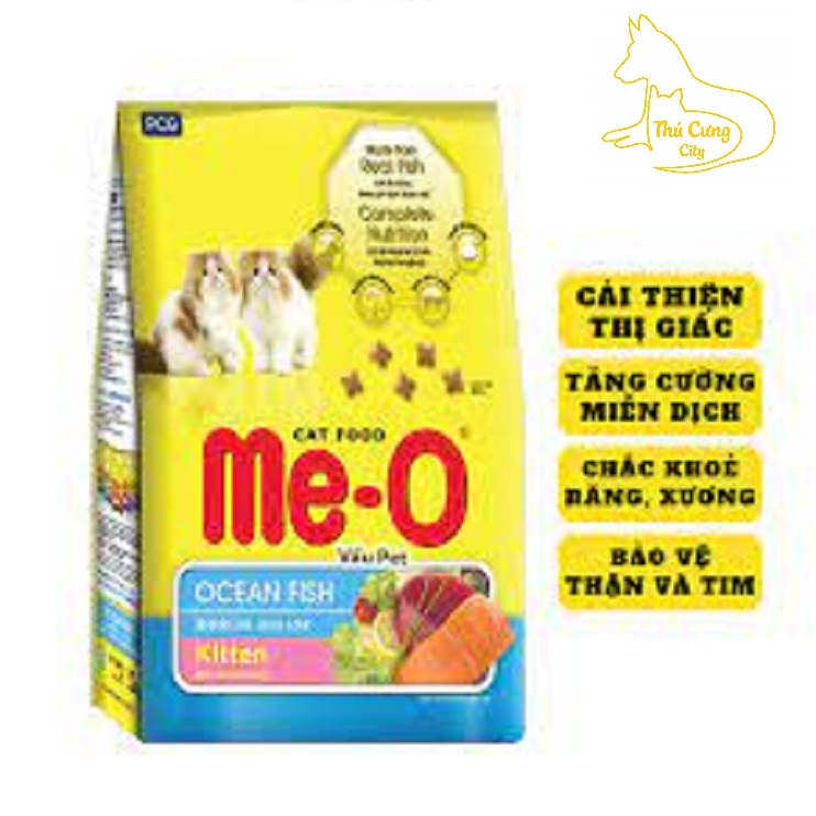 Thức ăn cho mèo con hạt me-o kitten vị cá biển túi 1.1kg