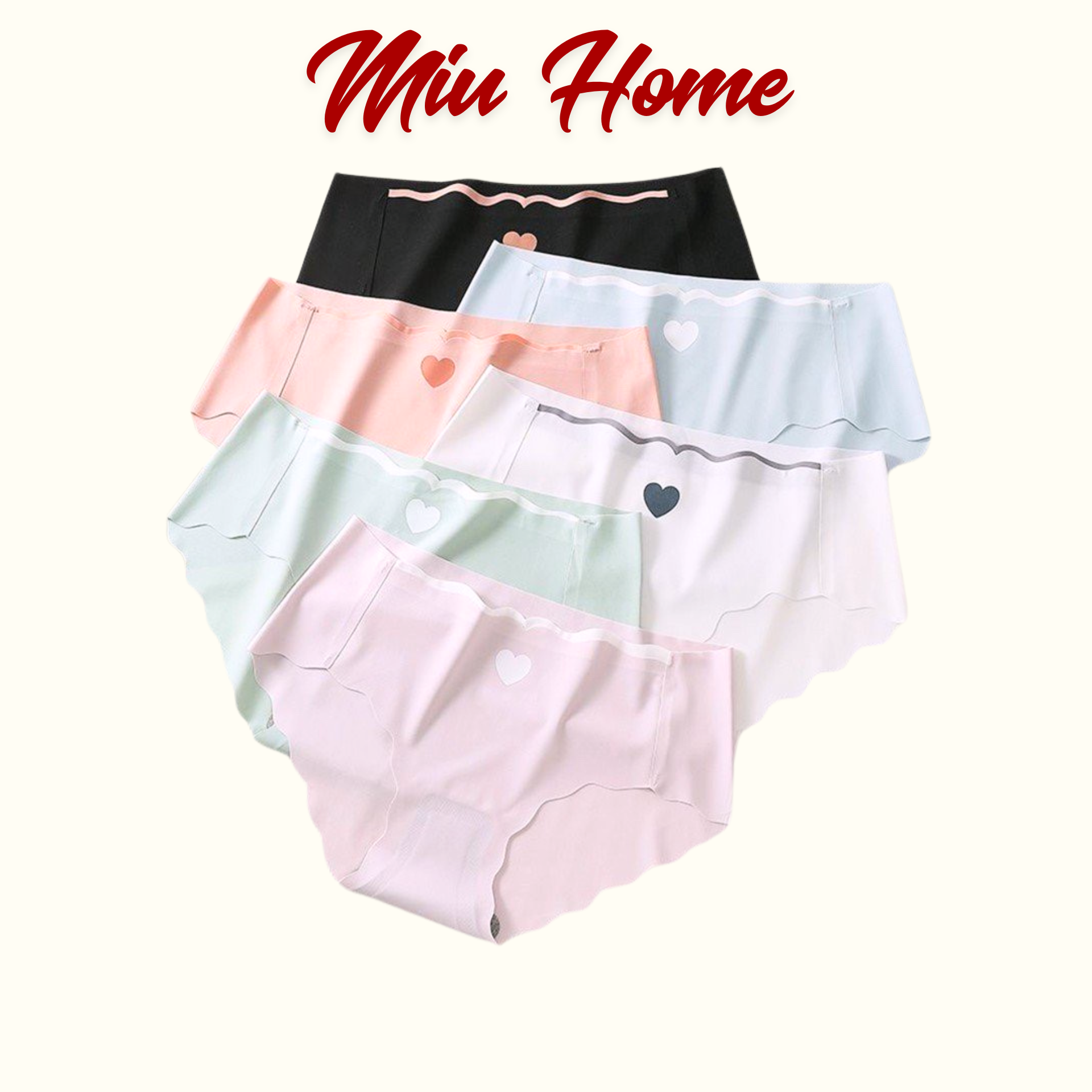 Set 10 quần lót nữ miuhome đúc su tim thun lạnh viền sóng 405