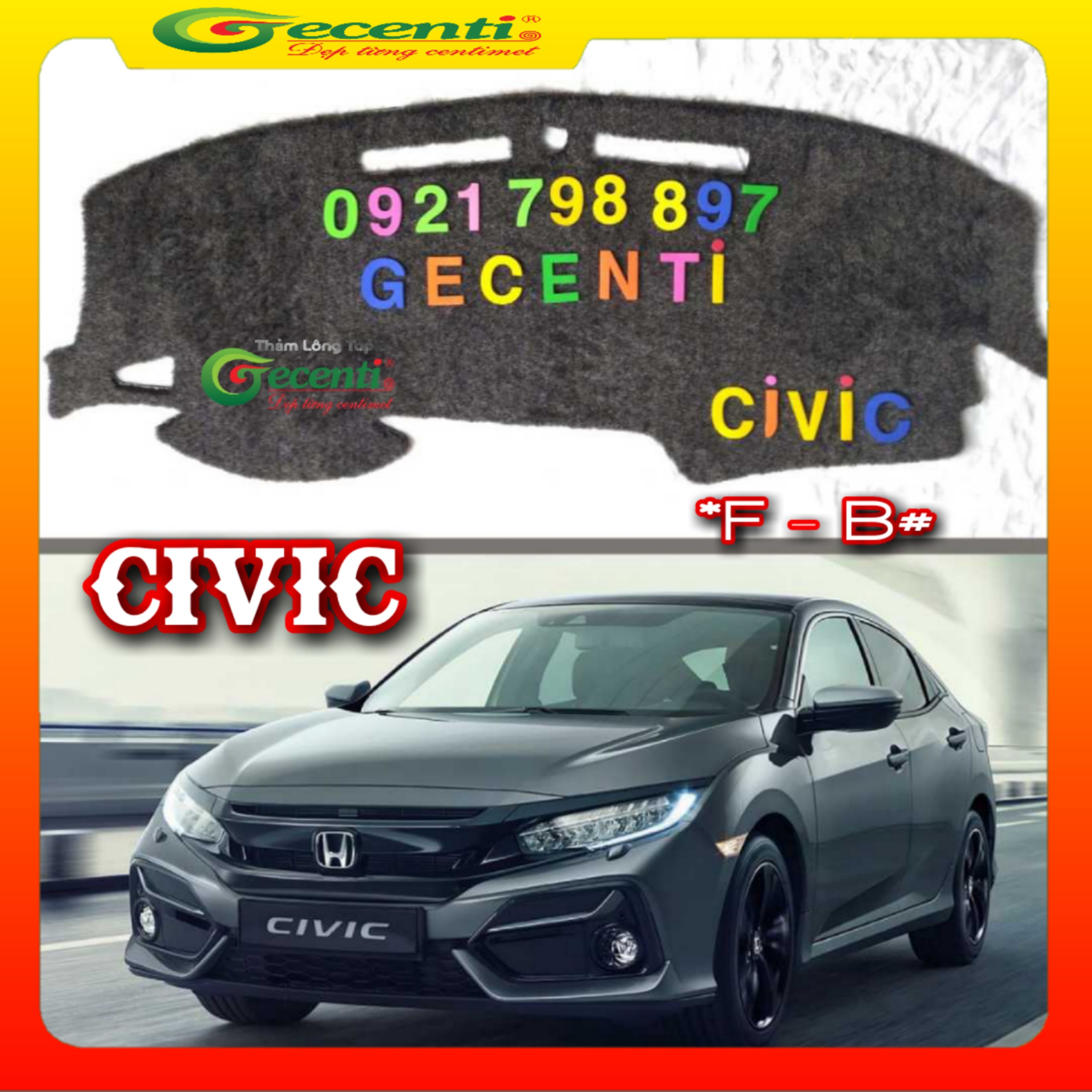 Thảm taplo lông thú cao cấp honda civic-thương hiệu gecenti