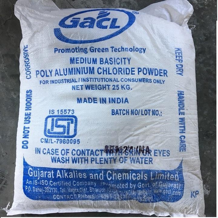 Hóa chất trợ lắng nước bể bơi Bao 25Kg - Bao 25Kg Trợ lắng PAC Ấn Độ màu trắng