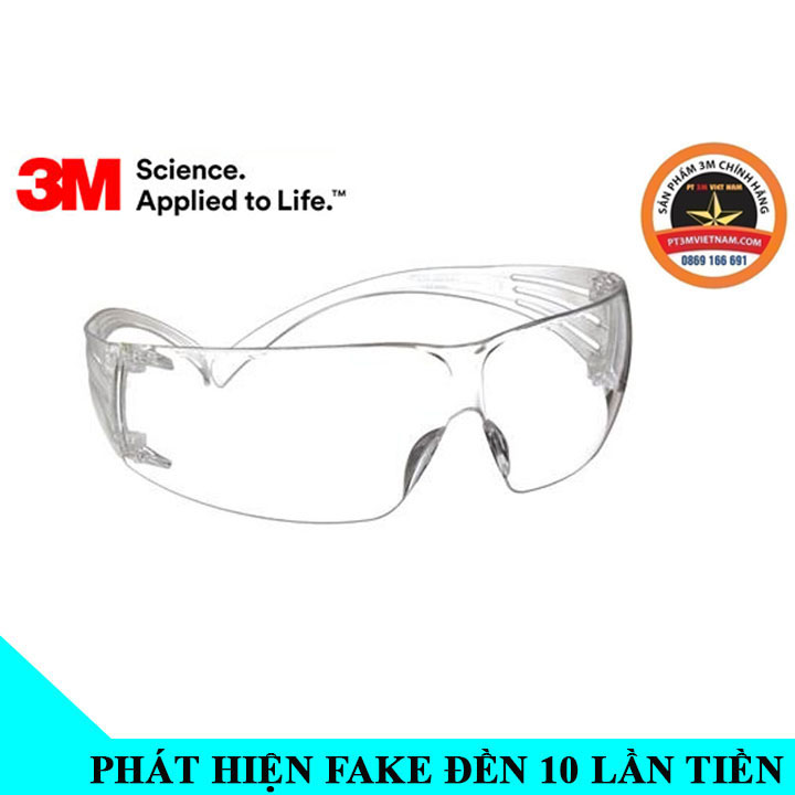 Kính bảo hộ 3m SF201AF. chống bụi, chống tia UV , chống văng va đập, bảo vệ an toàn đôi mắt Chính hãng tại Hà Nội