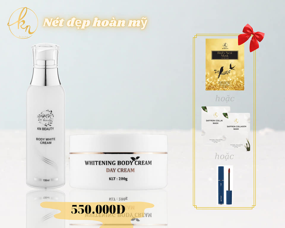 Bộ dưỡng trắng hàng ngày + Ủ trắng da toàn thân Kn Beauty chính hãng trắng nhanh body