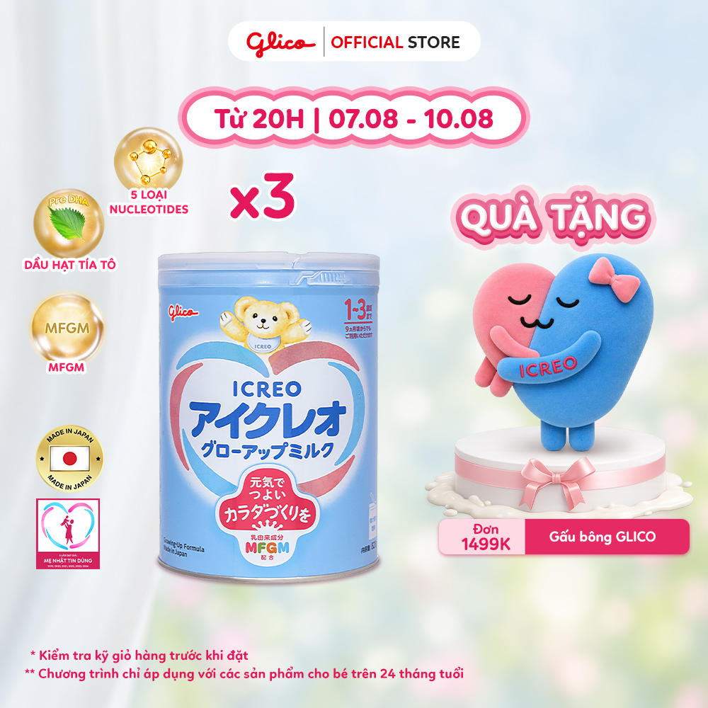 (ICREO SỐ 1) Combo 3 Lon Sữa Bột Dinh Dưỡng Glico Icreo Grow-Up Milk (820g/lon)