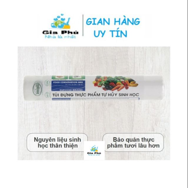Túi đựng thực phẩm tự huỷ sinh học Eufood 25 x 35cm