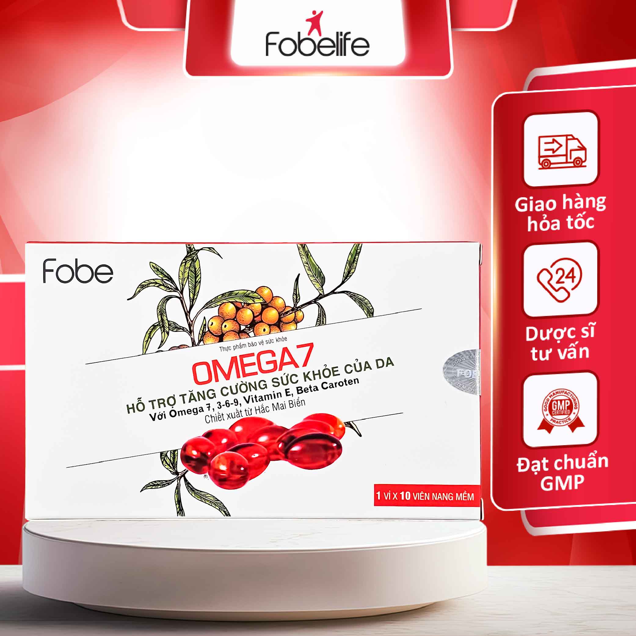 Viên Uống Hỗ Trợ Giảm Khô Âm Đạo Omega 7 Hỗ Trợ Tăng Cường Độ Ẩm Làm Đẹp Da Sáng Mắt - Hộp 10 viên