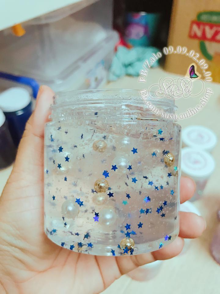 [HCM]Slime Trong | phối sao xanh | hủ 250ml | Slime an toàn cho bé | Slime trong suốt siêu dẻo | Slime SuSu Handmade