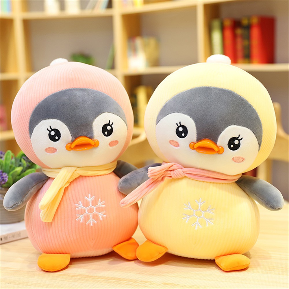 Gấu bông chim cánh cụt má hồng màu hồng vàng kích thước 35-50-60cm - Pink Kaizen