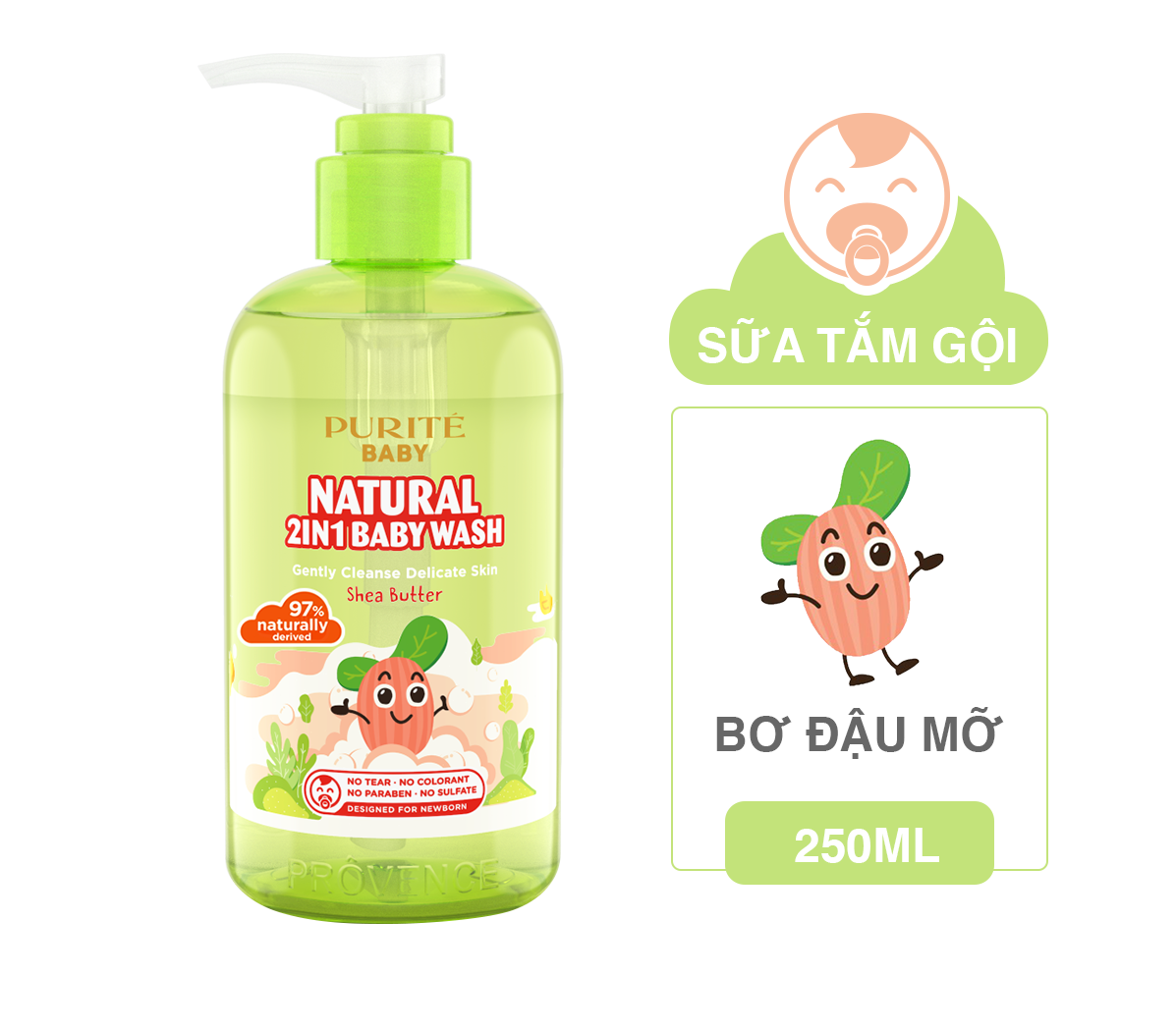 Sữa Tắm Gội Purité Baby Bơ Đậu Mỡ 250ml_HT (Date 04/23)