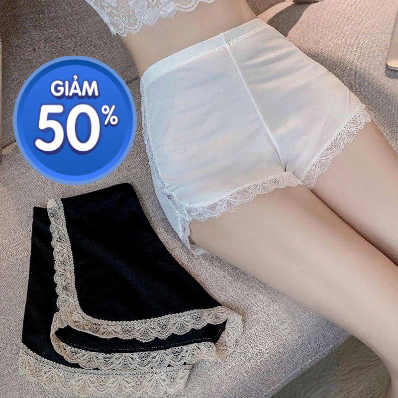 Quần đùi thun lạnh viền ren mặc trong váy nữ - quần short nữ mặc nhà - quần ngủ nữ - size 40 - 60kg - quần lót bảo hộ nữ mặc trong váy - quần váy nữ thun lạnh- EMY N13
