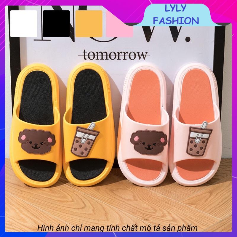 Dép quai ngang nữ hình gấu TEDDY MILK TEA thời trang hottrend -Form nhỏ tăng 1 size