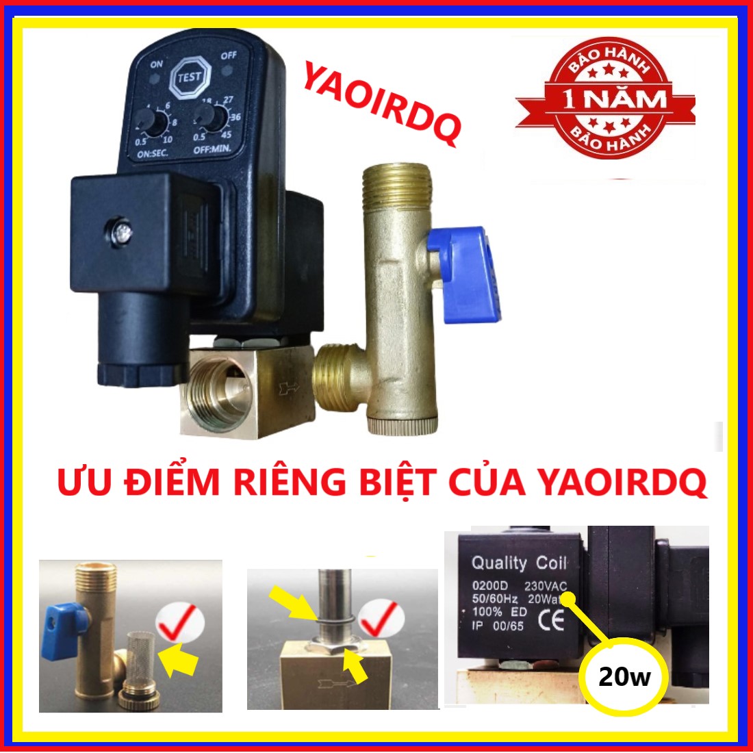 Van xả đáy máy nén khí tự động YAOIRDQ, Van xả nước điện từ hẹn giờ xả nước ngưng tụ, bảo vệ máy nén khí, tạo khí nén chất lượng
