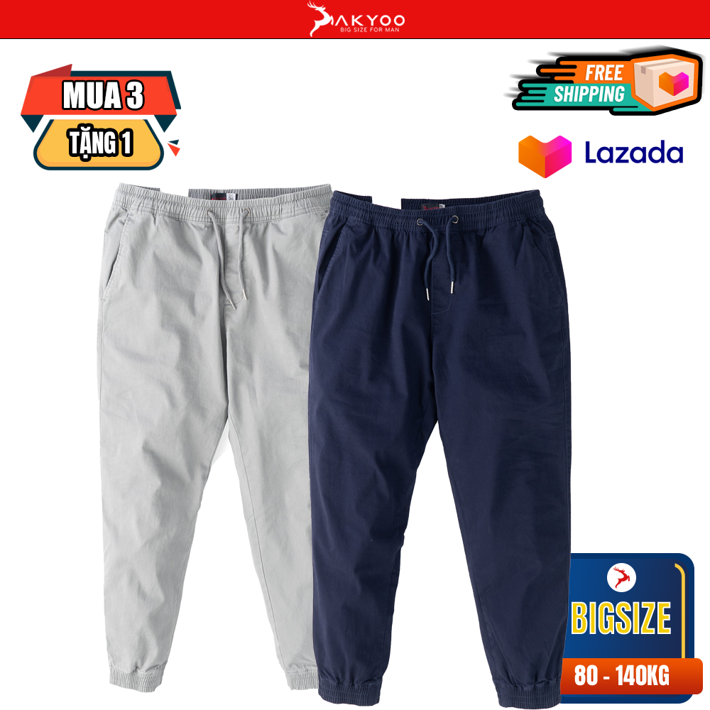 Quần jogger kaki ghi dành cho nam bigisze, quần kaki thể thao nam bigsize 80-140kg akyoo