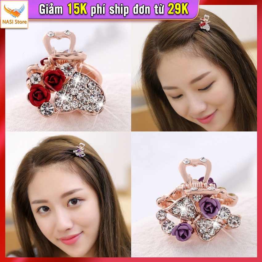 Kẹp tóc nữ hoa hồng nhỏ xinh dễ thương NASI Store phong cách hàn quốc kẹp tóc mái cute nữ kẹp tóc càng cua phụ kiện tóc