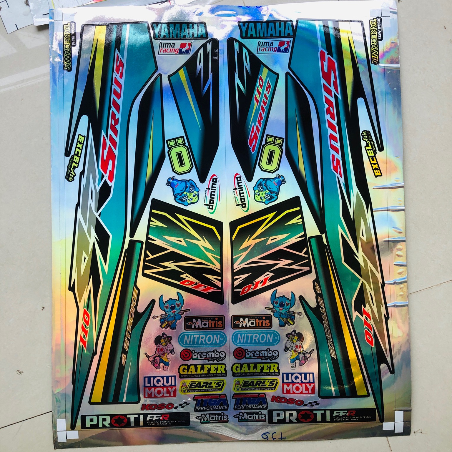 Tem rời Sirius SR xanh đen Crom titan 7 màu