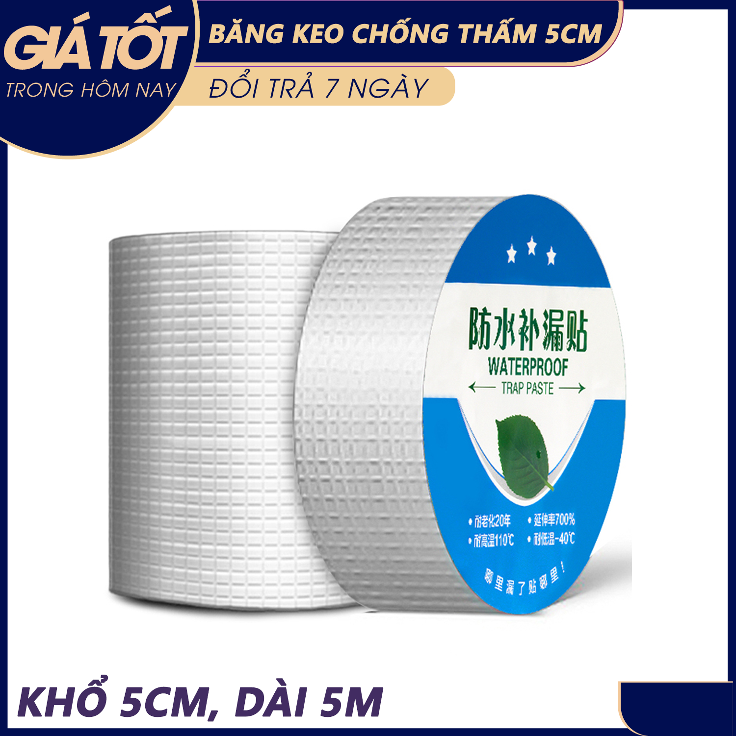 [Khổ 5cm-10cm-20cm, Dài 5m] Băng keo chống thấm- Băng keo siêu dính chống thấm - X2000 - Băng keo, băng keo chống thấm Nhật Bản gắn trên tất cả các bề mặt như gỗ, kính, nhựa, tôn, sắt, bê tông, gốm sứ...