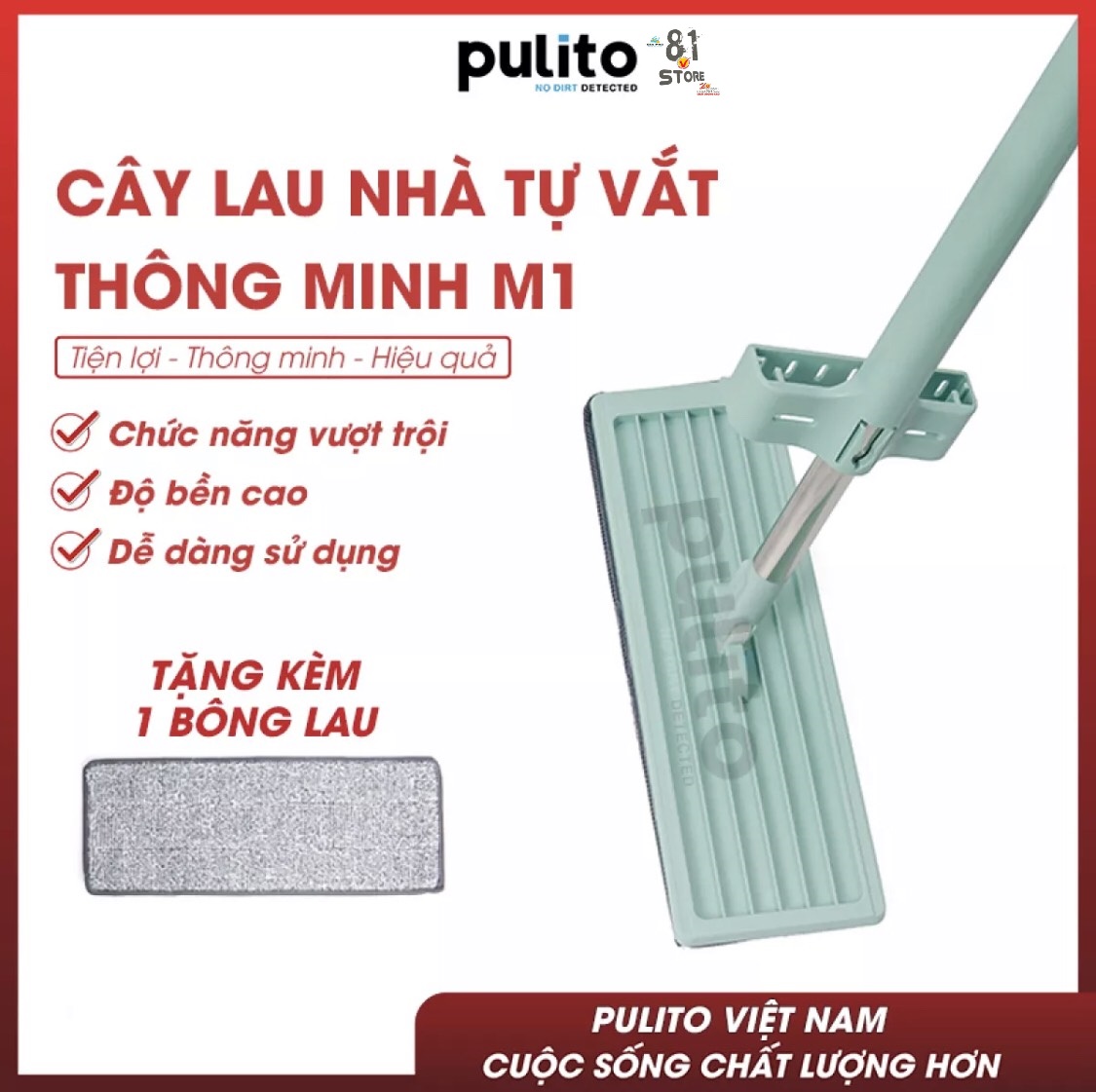 Broom mop home self extractor smart Pulito toilet door with 360 degree