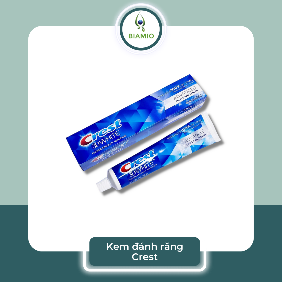 Kem đánh răng Mỹ tuýp Crest 3D White Advanced Triple Whitening Toothpaste 158g BIAMIO làm trắng răng ngừa sâu răng DR01