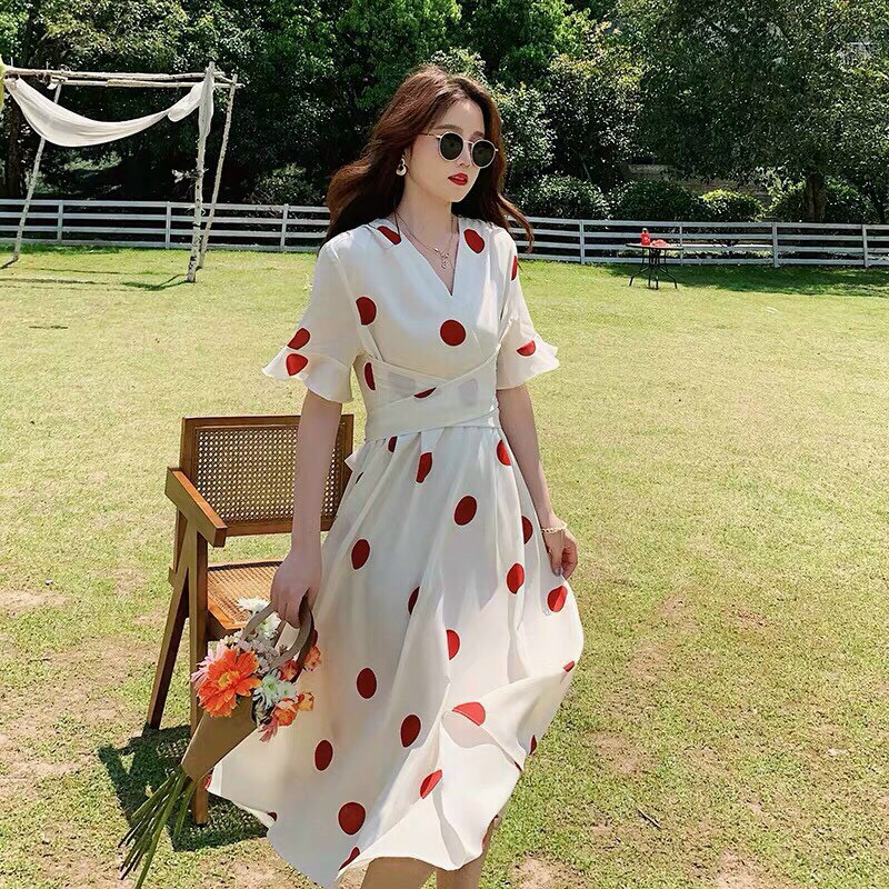 Đầm nữ đi dạo phố họa tiết bi nữ tính