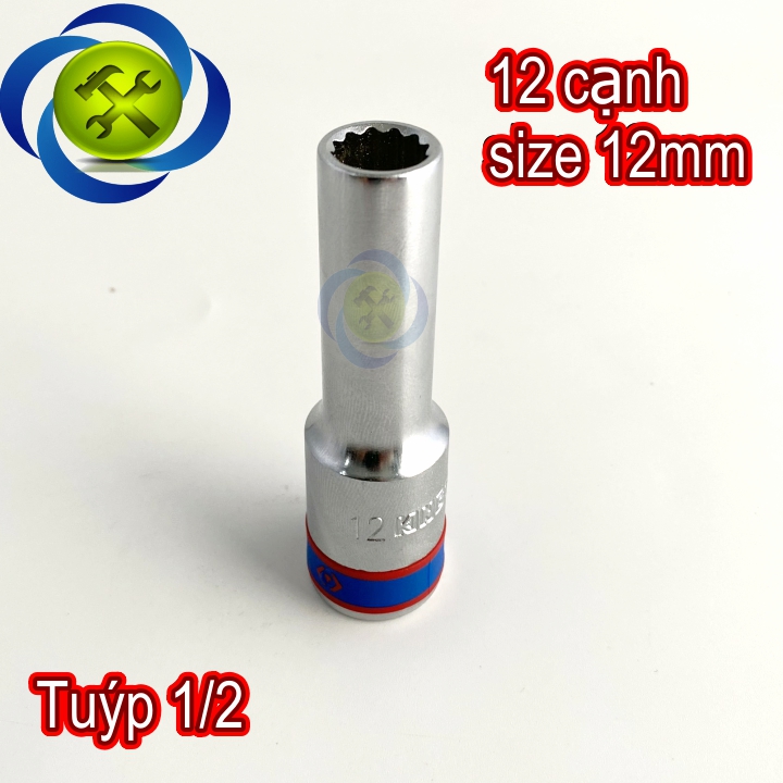 Tuýp 1/2 inch 12mm 12 cạnh màu trắng loại dài kingtony 423012m