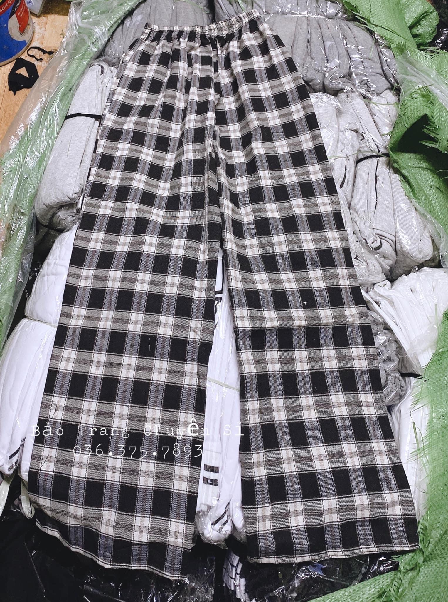 Quần Ống Rộng Kẻ Caro Dáng Dài Ulzzang Unisex Cạp Chun- Quần Culot Kẻ Nhiều Màu