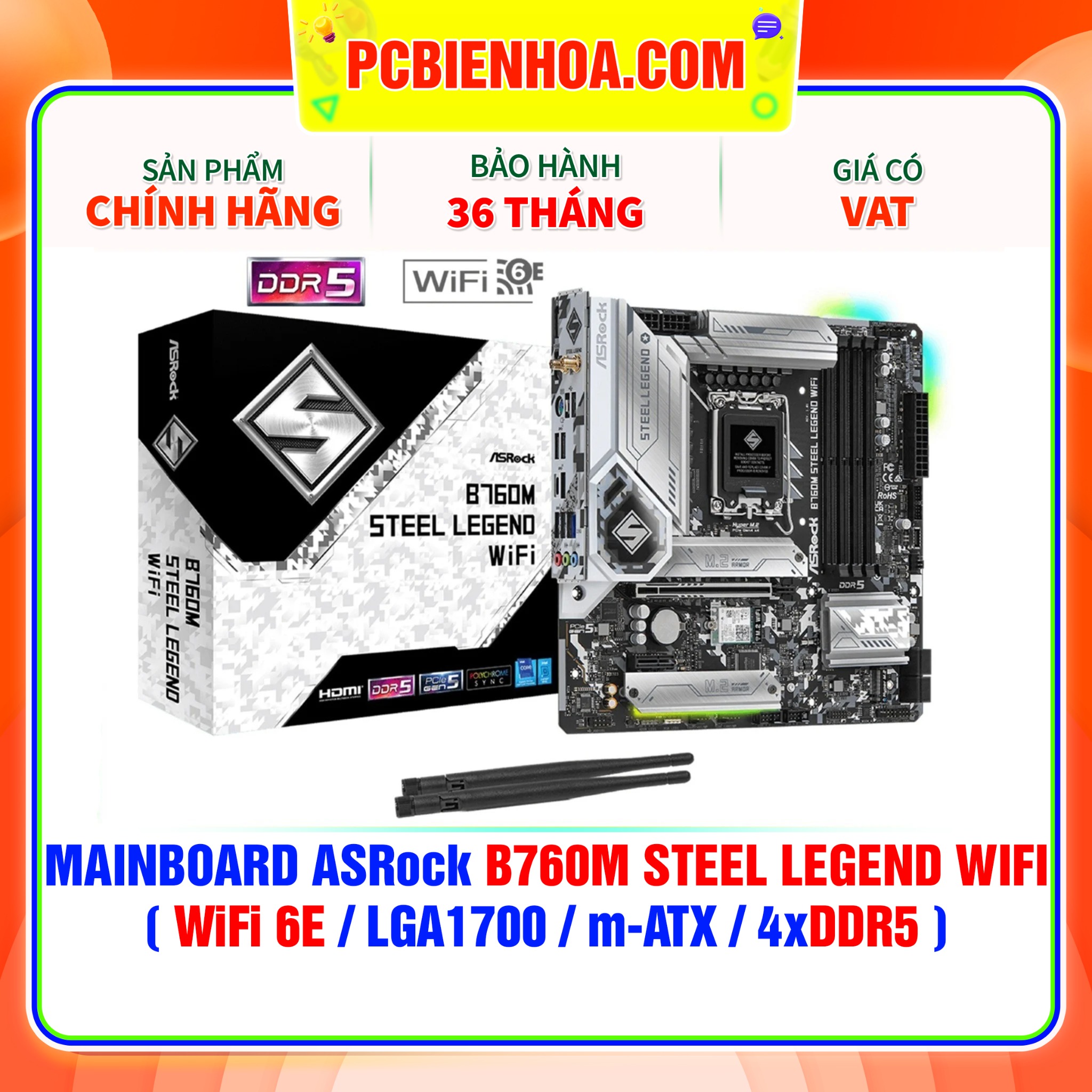 MAINBOARD ASRock B760M STEEL LEGEND WIFI  WiFi 6E LGA1700 m-ATX 4xDDR5