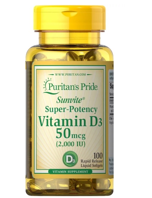 Bổ phổi, tăng hấp thu calcium, đẹp da (HSD: 30/12/2025), chống lão hóa Vitamin D3 2000 IU, 100v của Puritan's Pride